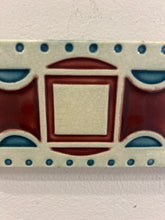 Load image into Gallery viewer, Small Cranberry &amp; Turquoise Decorative Tile
