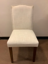Load image into Gallery viewer, Cream Linen Parson Chair with Silver Nailheads
