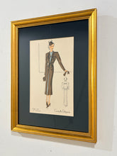Load image into Gallery viewer, Art Deco "Croquis Elegants" Print, Woman in Brown &amp; Blue
