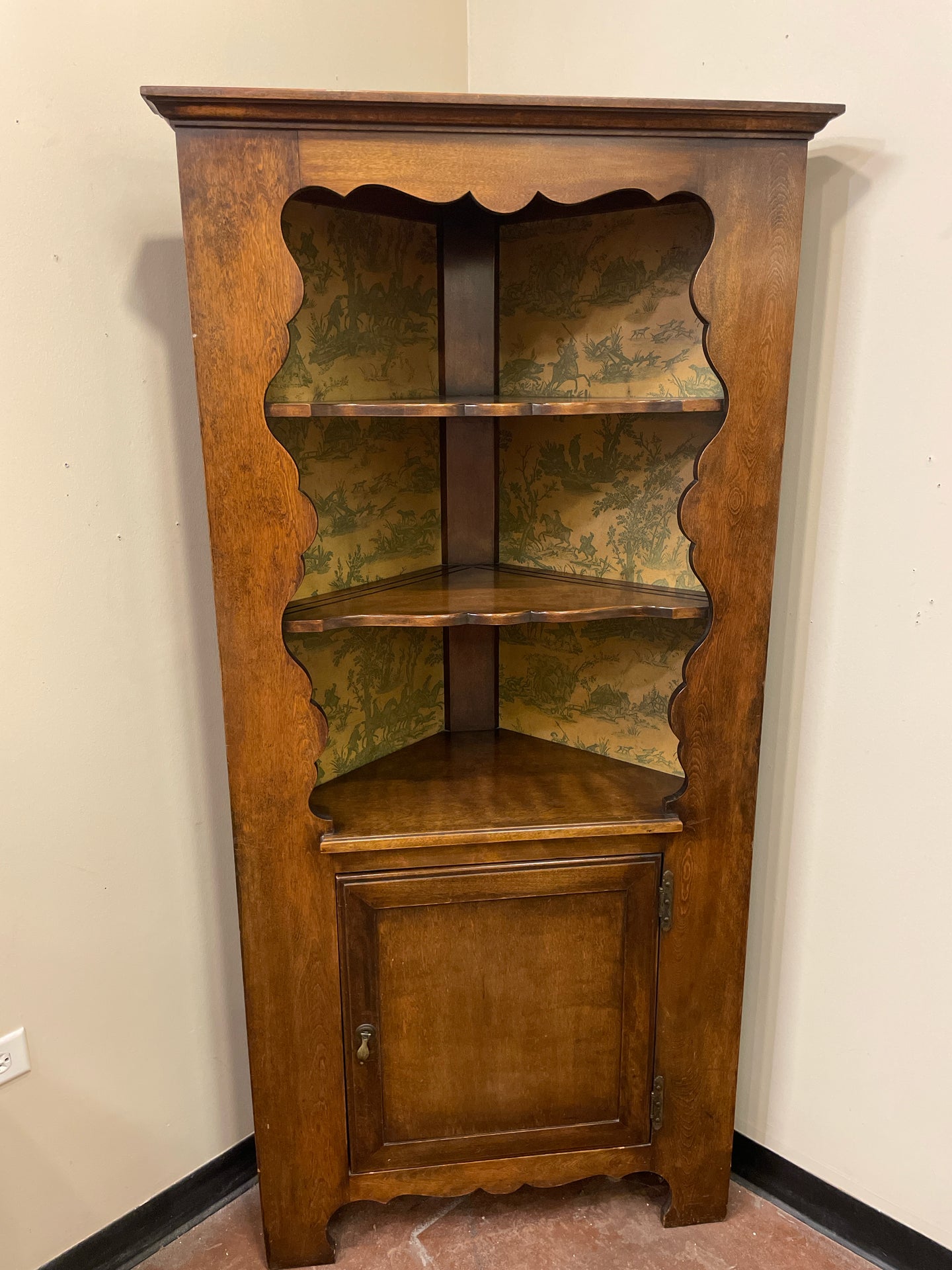 Vintage One Door, Three Shelf Corner Cabinet