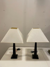 Load image into Gallery viewer, Pair of Black Table Lamps with White Shades
