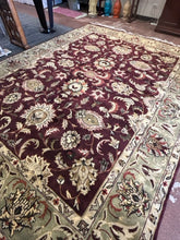 Load image into Gallery viewer, 100% Wool Cranberry &amp; Sage Green Area Rug
