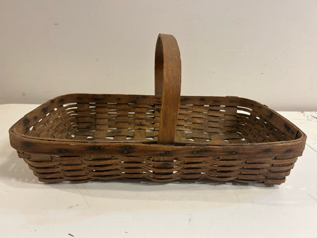 Shallow One Handle Wicker Flower  Basket