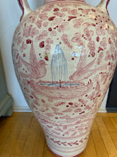 Load image into Gallery viewer, Pink &amp; White Floor Vase from Grandi Maioliche Ficola - Deruta, Italy
