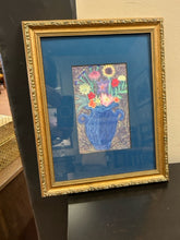 Load image into Gallery viewer, Print of Blue Vase with  Flowers in Gold Frame
