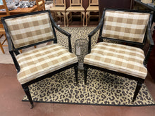 Load image into Gallery viewer, Pair of Checked Upholstered Chairs with Black Frame
