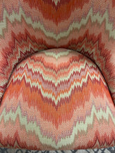 Load image into Gallery viewer, Pair of Orange &amp; Cream Chevron Pattern Upholstered High Back Chairs
