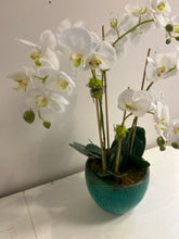 Load image into Gallery viewer, Faux Orchid in Green Planter
