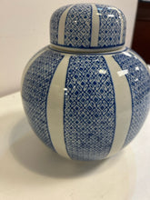 Load image into Gallery viewer, Blue &amp; White Round Lidded Jar
