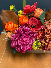 Load image into Gallery viewer, Colorful Artificial Flowers in Wood Box
