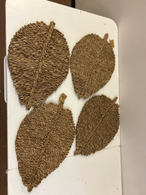Set of 4 Woven, Leaf Shaped Placemats