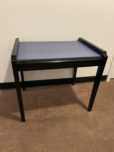 Black Lacquer, Blue Leather Top End Table