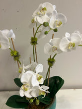 Load image into Gallery viewer, Faux Orchid in Green Planter
