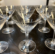 Load image into Gallery viewer, Nine Vintage Etched Glass Bamboo Aperitif/Martini Glasses
