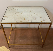 Load image into Gallery viewer, Speckled Mirror Top End Table on Metal Base from Ethan Allen
