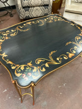 Load image into Gallery viewer, Gold Scrolled Black Tray Coffee Table on Gold Base
