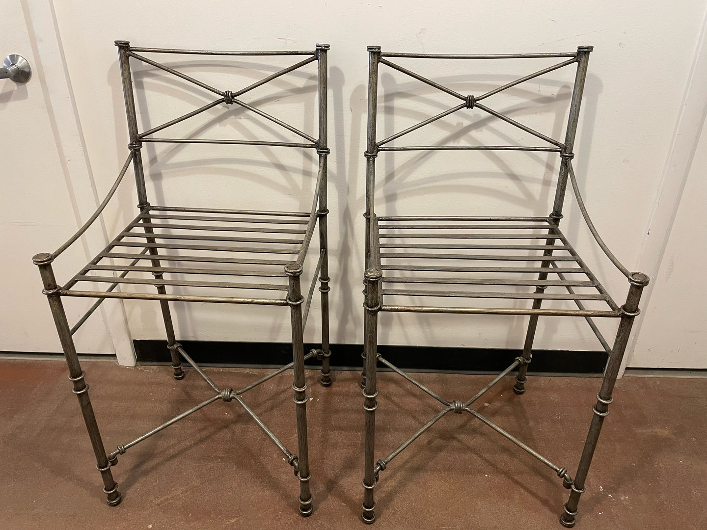 Vintage Medici Pewter Wrought Iron Counter Stools from Pier One