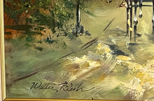 Load image into Gallery viewer, Gold Framed Oil of Victorian Street Scene by Walter Blesh, signed
