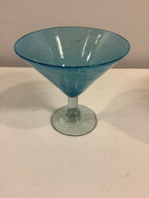 Load image into Gallery viewer, Four Hand Blown Calypso Aqua Blue Martini Glasses from Crate &amp; Barrel
