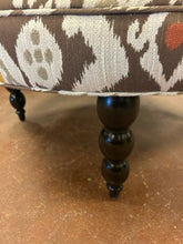 Load image into Gallery viewer, Round Upholstered Ottoman on Wood Legs
