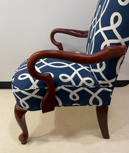 Load image into Gallery viewer, Blue And White Upholstered Arm Chair
