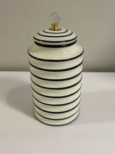 Load image into Gallery viewer, Tall Ceramic Striped Canister with Faceted Glass Finial
