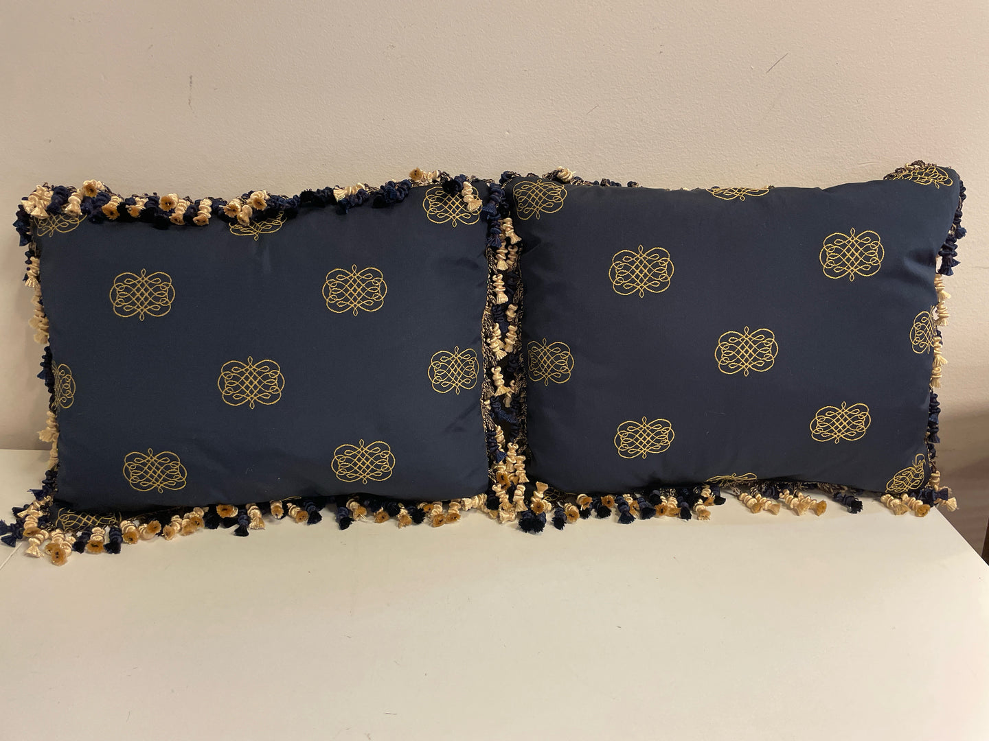 Pair of Down Filled Navy  Pillows
