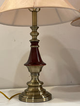 Load image into Gallery viewer, Pair Of Burgundy And Brushed Gold Lamps
