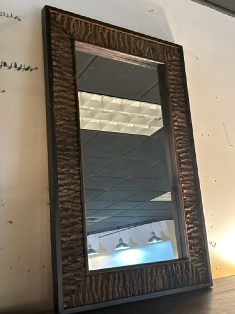 Rectangular Mirror with Tree Bark Detail