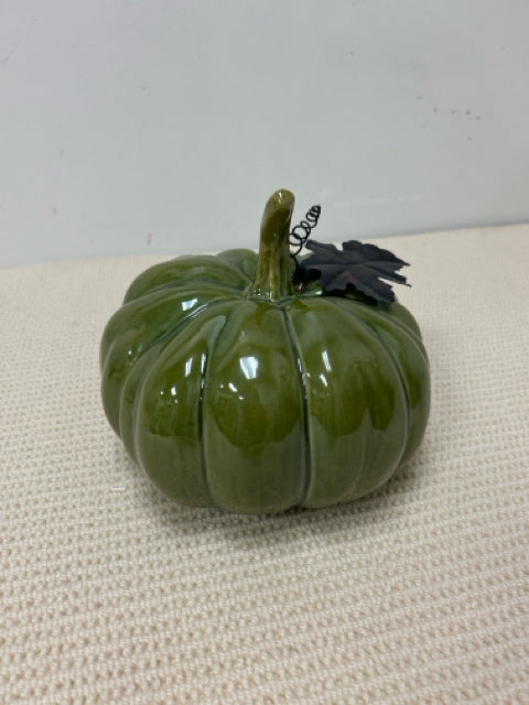Large Green Ceramic Pumpkin