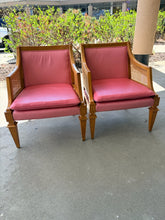 Load image into Gallery viewer, Pair of Vintage MCM Cane and Pink Leather Arm Chairs from Marden Furniture
