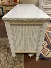 Load image into Gallery viewer, Pair of 2 Drawer White Wicker Nightstands with Laminate Tops from Henry Link
