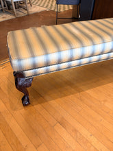 Load image into Gallery viewer, Silk Upholstered Claw Foot Bench with Nailhead Detailing
