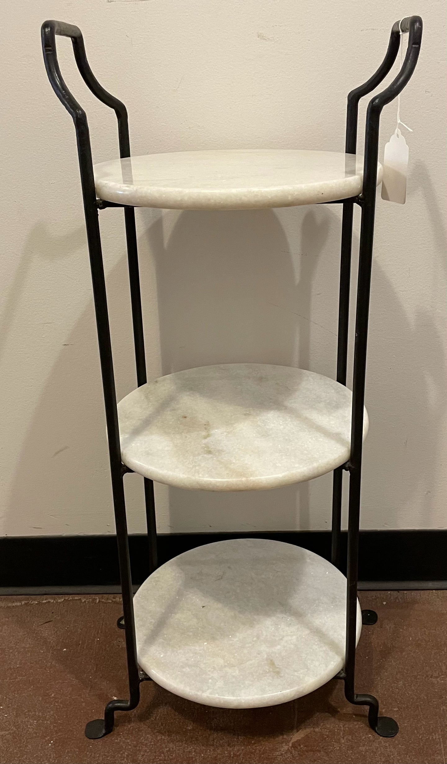 Three Tier Wrought Iron Stand with Removable Marble Shelves
