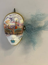 Load image into Gallery viewer, Hand Painted Venezia Mask with Blue Feathers made in Italy
