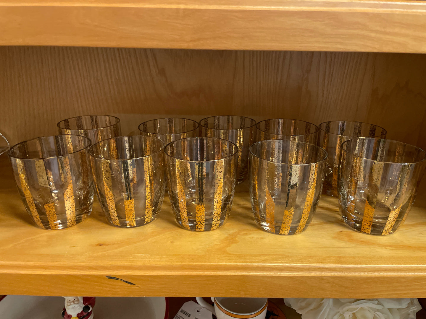 10 Gold Leaf Striped Glasses