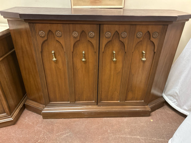 Vintage Console Cabinet with Stone Top