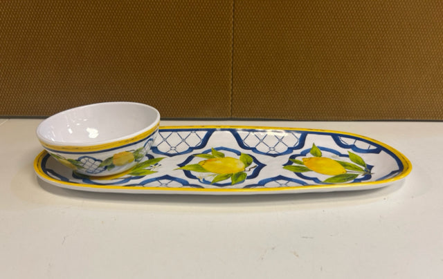 Melamine Lemon Serving Platter with  Bowl from Le Cadeaux