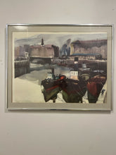 Load image into Gallery viewer, Framed Watercolor Print of Tugboats  by Ortiz Balbao
