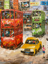 Load image into Gallery viewer, Oil on Canvas of Hong Kong Streetscape by Cranquang, signed
