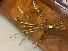 Load image into Gallery viewer, Vintage Italian Gilt Metal Wheat Sheaf Two Arm Wall Candle Sconce
