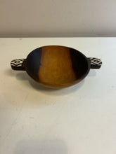 Load image into Gallery viewer, Vintage African Olive Wood Bowl with Batik Handles

