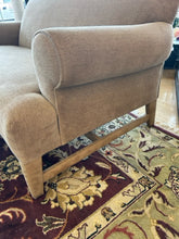 Load image into Gallery viewer, Beige Upholstered Bench Style Loveseat with Suede Covered Legs

