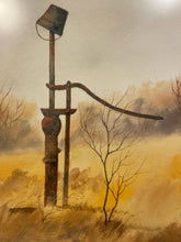 Load image into Gallery viewer, Watercolor of Water Pump in Field by Wayne Atkinson, signed
