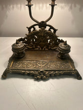 Load image into Gallery viewer, Vintage Brass Inkwell Desk Lamp with Letter Holder
