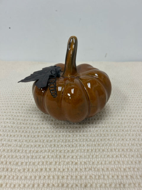 Small Brown Ceramic Pumpkin