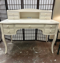 Load image into Gallery viewer, Cream Colored Desk with Removable Hutch from Pottery Barn
