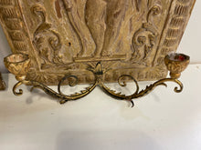 Load image into Gallery viewer, Pair of Gilt Candleholder Wall Plaques Handcarved in Italy
