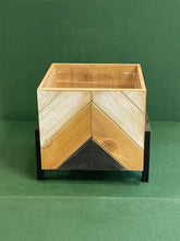 Load image into Gallery viewer, Square Wood Planter on Metal Base

