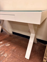 Load image into Gallery viewer, White Parsons Style Writing Desk with Glass Top
